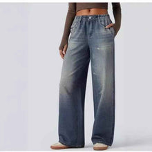 American-style Loose Wide-leg AutumnWinter New High-waist Slimming Denim Jeans For Women