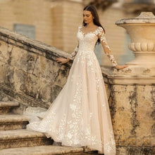 Long Sleeve Wedding Dress Mori Style Bridal Simple Round Neck by Mirlaine Univers