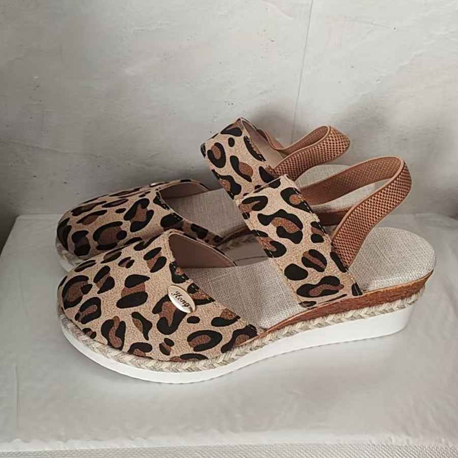 Hemp Rope Wedges Sandals Summer Lightweight Braided Closed Toe Elastic Band Shoes For Women