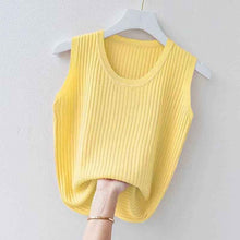 Women's Summer Ice Silk Round Neck Camisole Vest Knitted Bottoming Shirt