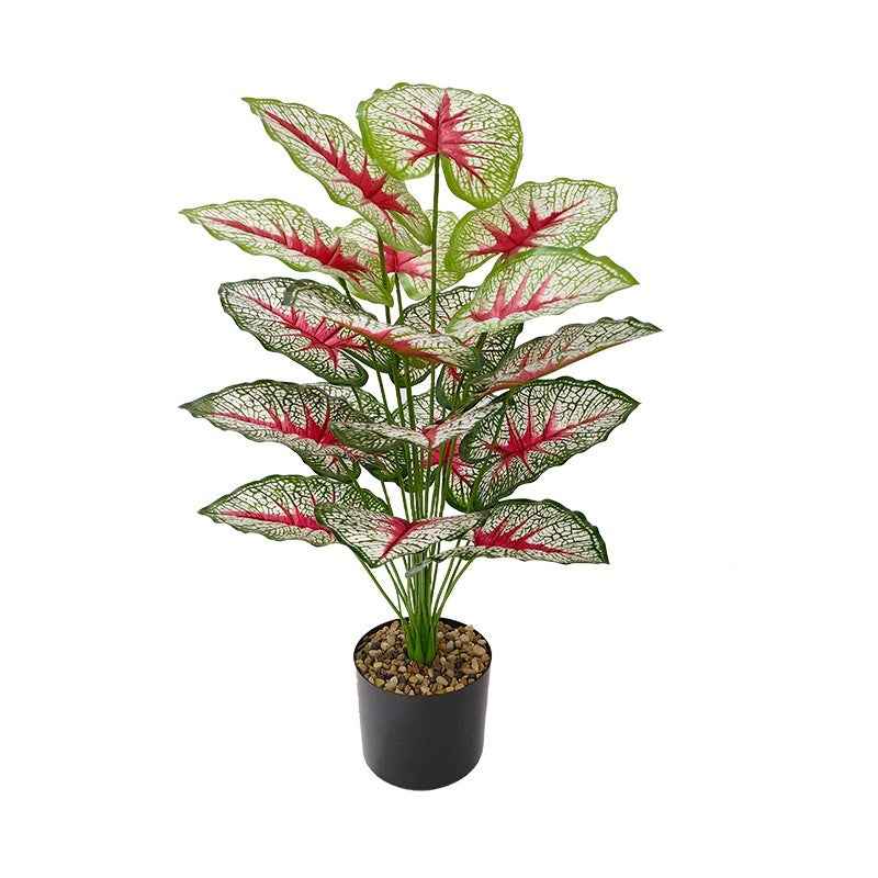 Artificial Green Plant White Green Color Taro Leaf Home Decorative Bonsai