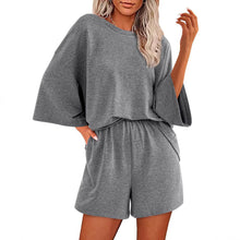 Solid-color Crewneck Short-sleeve Top And Elastic-waist Shorts Two-piece Set by Mirlaine Univers