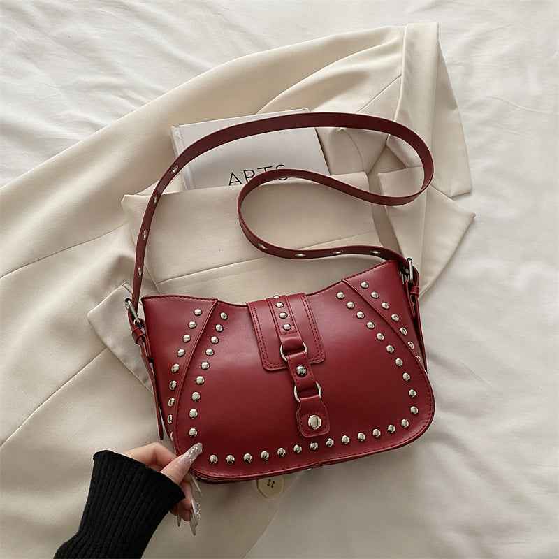 Sophisticated Studded Commuter Underarm Bag A Stylish Minimalist Niche-design Shoulder Or Crossbody Bag