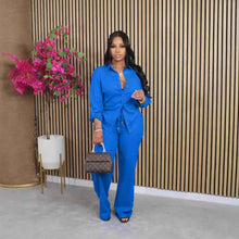 Women's Solid-color Drawstring Two-piece Set