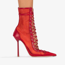 Mesh Patent Leather High-Heel Sandals For Women