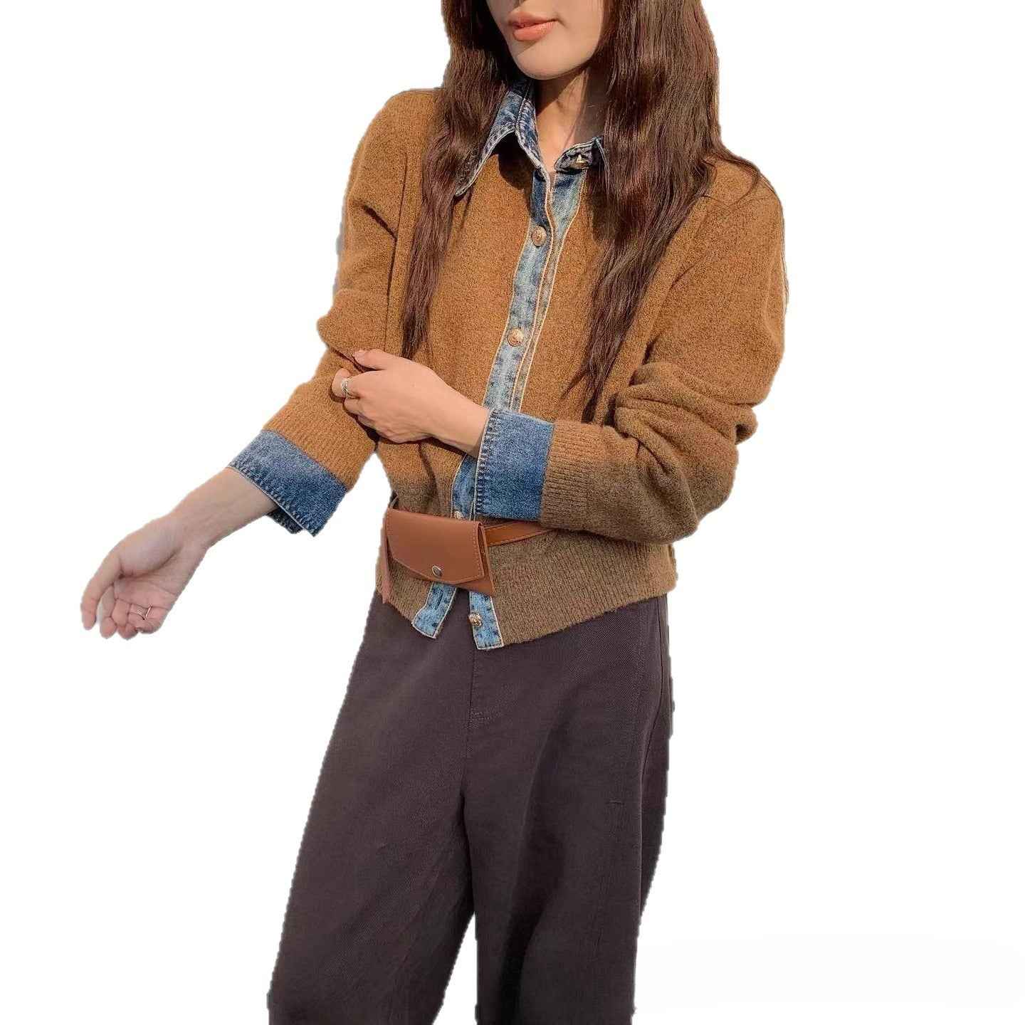 Korean Style Early Fake Two Pieces Sweaters