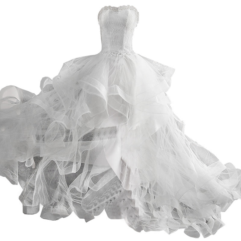 Short Front And Back Length Small Trailing Wedding Dress by Mirlaine Univers