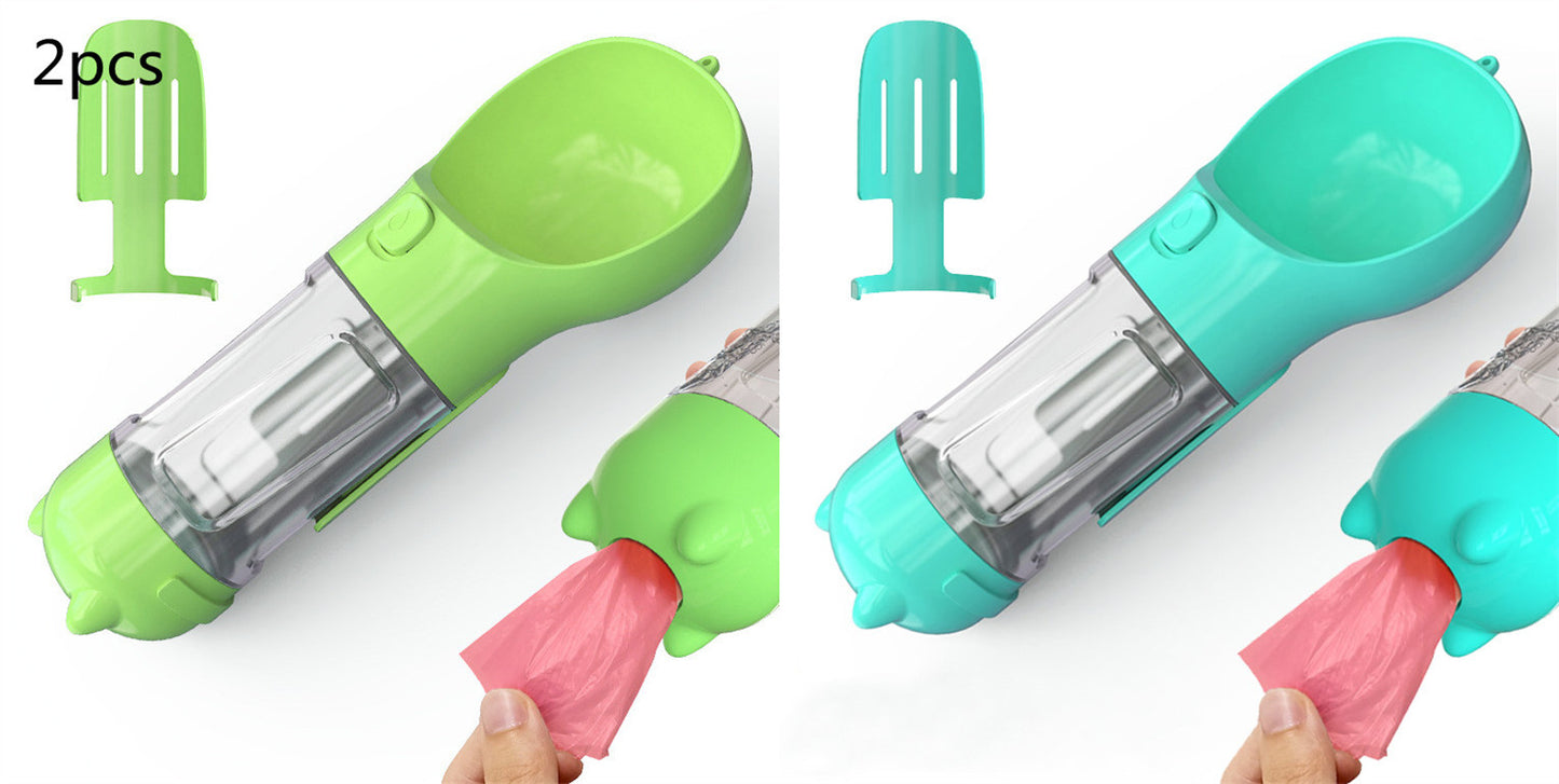 Pet Water Bottle Feeder Bowl Garbage Bag Storage Portable Pet Outdoor Travel 3 In 1 Dog Water Bottle by Mirlaine Univers