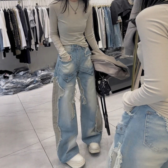 Jeans décontracté femme en jean coupe large style américain
