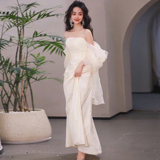 Tube Top Light Wedding Dress Bride Simple Long by Mirlaine Univers