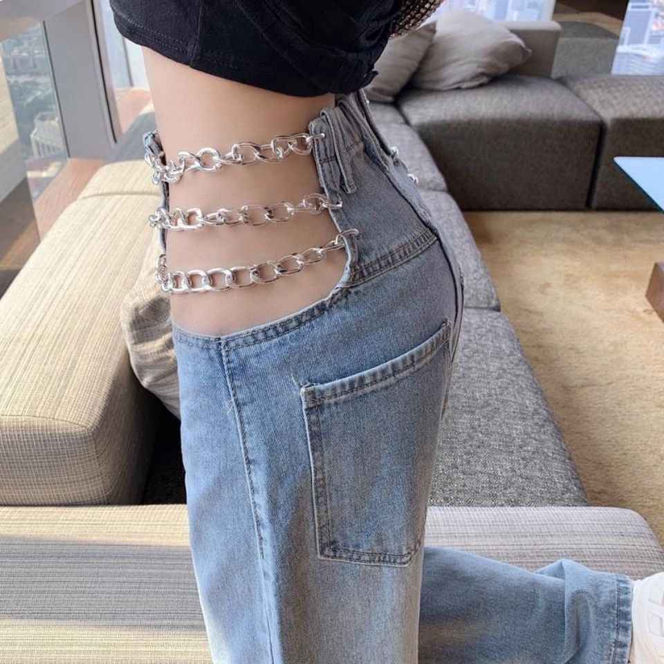 Spicy Girl Wide-leg Denim Jeans Women's Trendy