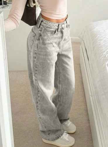 Loose Straight-fit High-waisted Wide-leg Pants