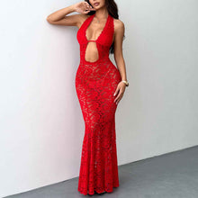 Women's Sexy Lace Hollow-Out Halter Dress