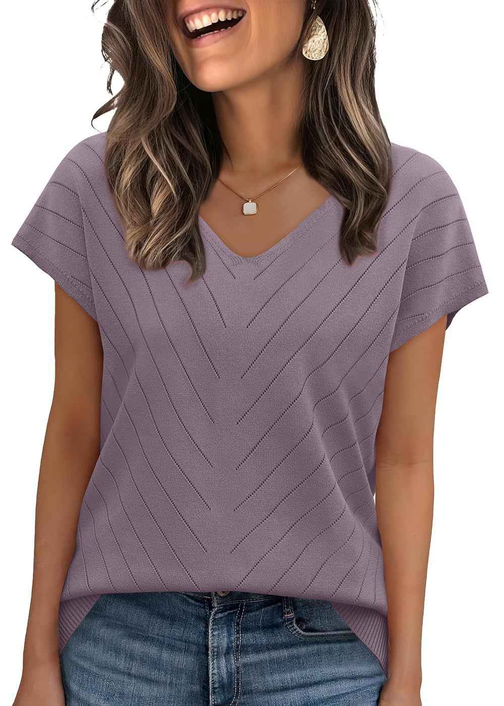 Sleeve Sweater V-Neck Trendy Cutout Casual Knitted Womens