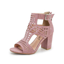 Large Size Thick Heel High Heel Hollow Peep Toe Sandals For Women
