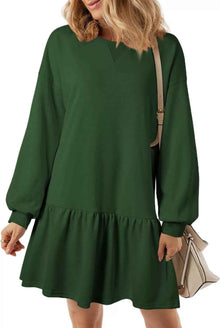 Women's Casual Crew-Neck Long-Sleeve Knitted Dress