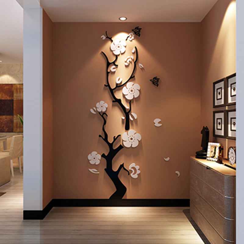 Acrylic 3D Crystal Three-dimensional Wall Sticker Plum Blossom TV Wall Background Decoration