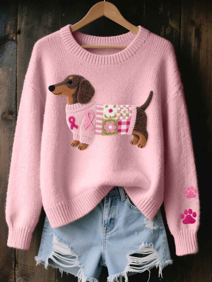 Womens 3D Digital Print Crew-Neck Sweater