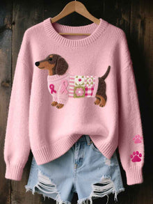 Womens 3D Digital Print Crew-Neck Sweater