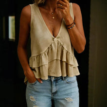 SpringSummer Womens Solid-Colored V-Neck Ruffled Sleeveless Top Vest by Mirlaine Univers SpringSummer Womens Solid-Colored V-Neck Ruffled Sleeveless Top Vest Mirlaine Univers springsummer-womens-solid-colored-v-neck-ruffled-sleeveless-top-vest 0 SpringSummer Womens Solid-Colored V-Neck Ruffled Sleeveless Top Vest Mirlaine Univers SpringSummer Womens Solid-Colored V-Neck Ruffled Sleeveless Top Vest