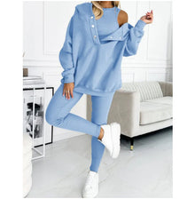 Women's Solid Color Vest Hoodie And Pants Set by Mirlaine Univers