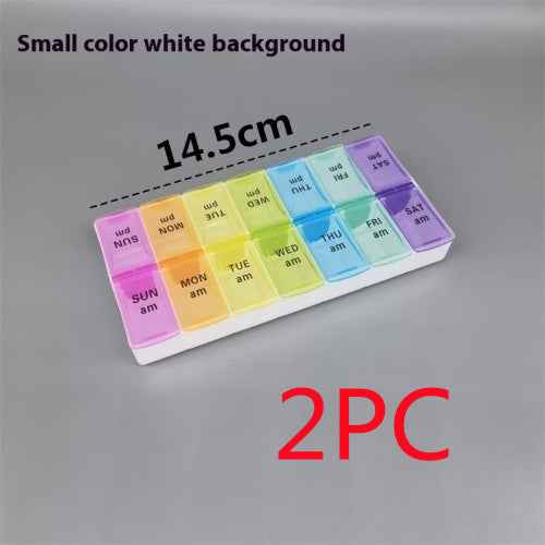Big Small Size 14 Grid Week Pill Box Morning And Evening Color Week Pill Box Printing Russian English