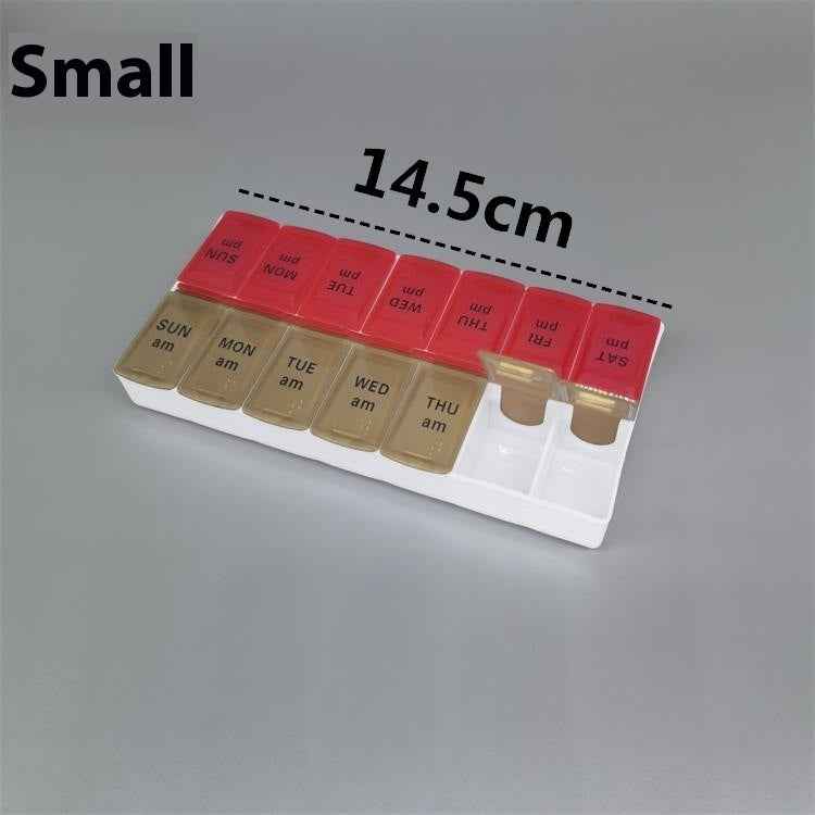 Big Small Size 14 Grid Week Pill Box Morning And Evening Color Week Pill Box Printing Russian English