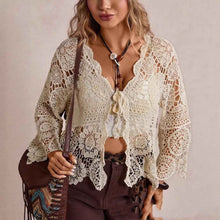 Bohemian Cutout Crochet Lace Sun-Protective Blouse
