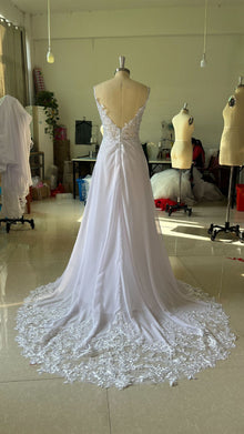 Strap Fishtail Wedding Dress Bridal Slim Satin Lace Dress by Mirlaine Univers