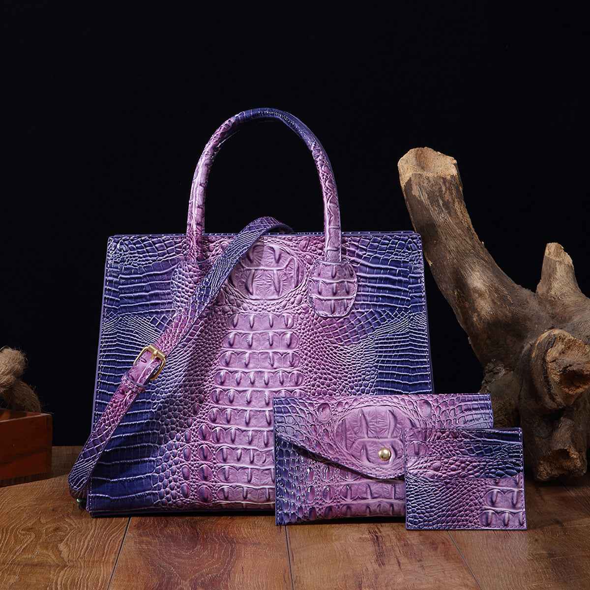 Womens Crossbody Tote Bag  With Vibrant Crocodile-Grain Design In The Brummie Style