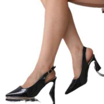 Pointed Toe Sandals For Women Large Size Mid Heel Ankle-strap Buckle Pumps