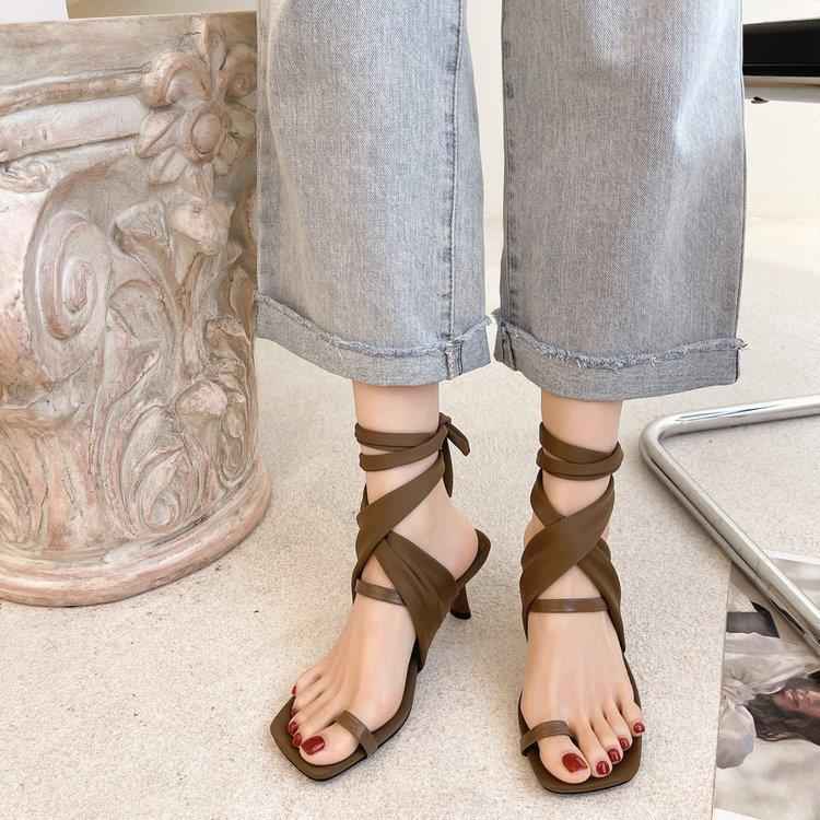 New European And American Strapping High-heeled Sandals For Women