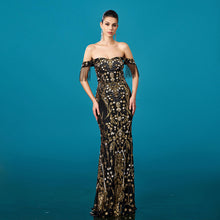 Off-neck Tassel Sequined Fishtail Evening Dress For Banquet by Mirlaine Univers