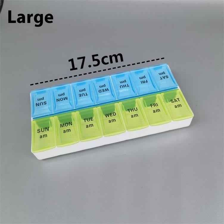 Big Small Size 14 Grid Week Pill Box Morning And Evening Color Week Pill Box Printing Russian English