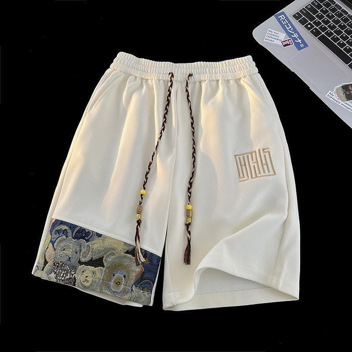 Shorts mi-longs pour homme, pantalon de sport décontracté, pantalon de course en soie glacée à séchage rapide, pantalon de plage, corsaire.
