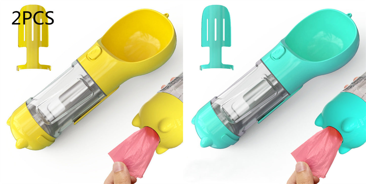 Pet Water Bottle Feeder Bowl Garbage Bag Storage Portable Pet Outdoor Travel 3 In 1 Dog Water Bottle by Mirlaine Univers