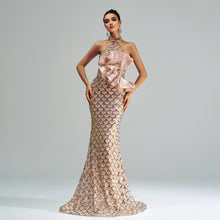 Halter Sequined Mermaid Evening Dress by Mirlaine Univers
