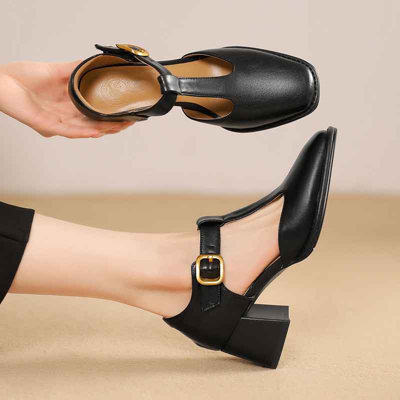 Square Toe T-shaped Buckle Sandals For Women