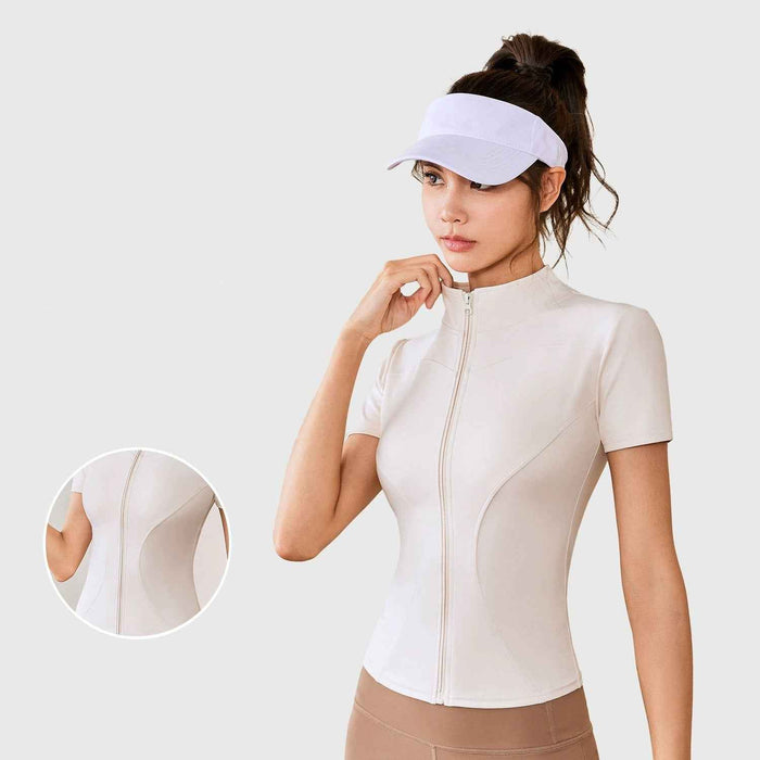 Veste de sport à manches courtes pour yoga, hautement élastique