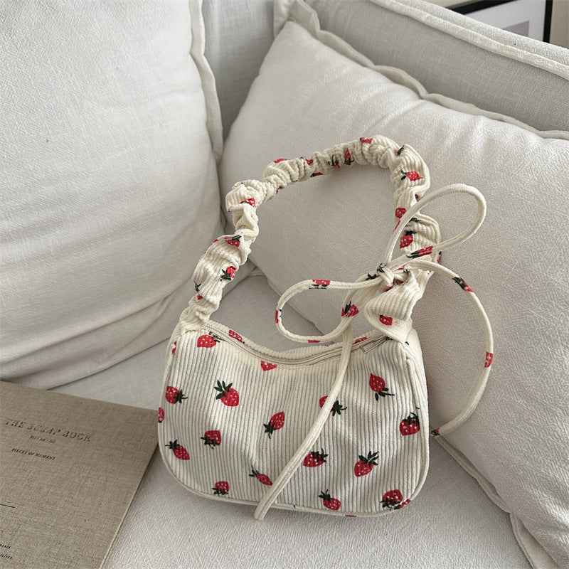 Casual Trendy Small Square Bag Corduroy Versatile Commuter Shoulder Bag