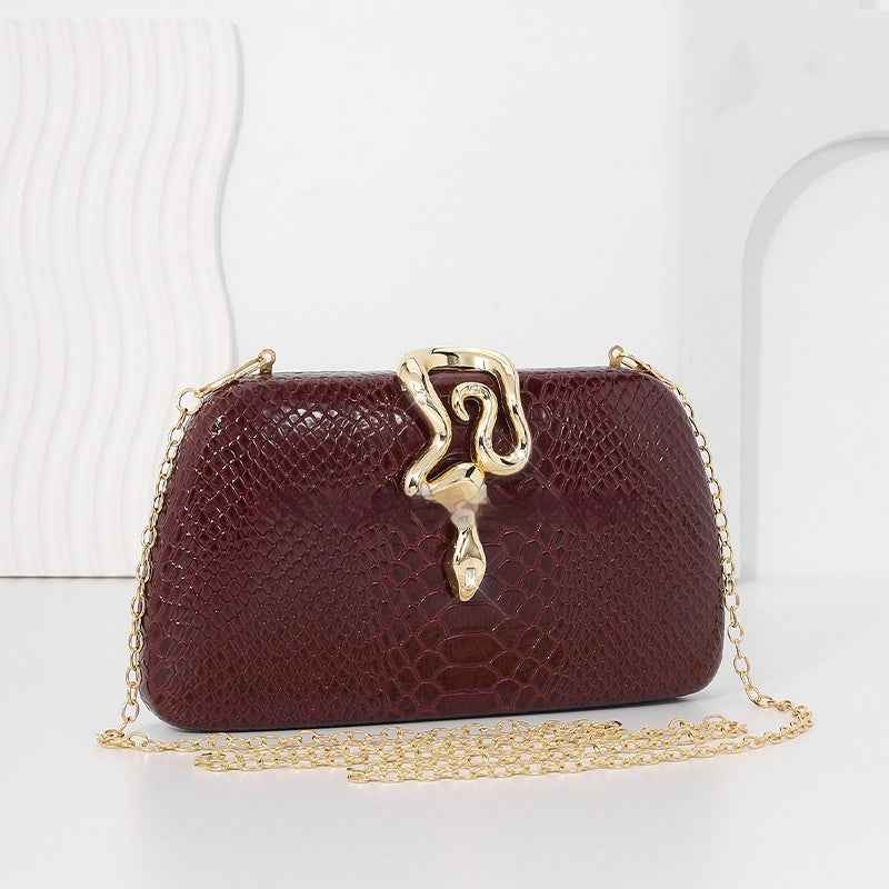 Womens Stylish Snake-Print Evening Tote With A Sophisticated European-American Flair