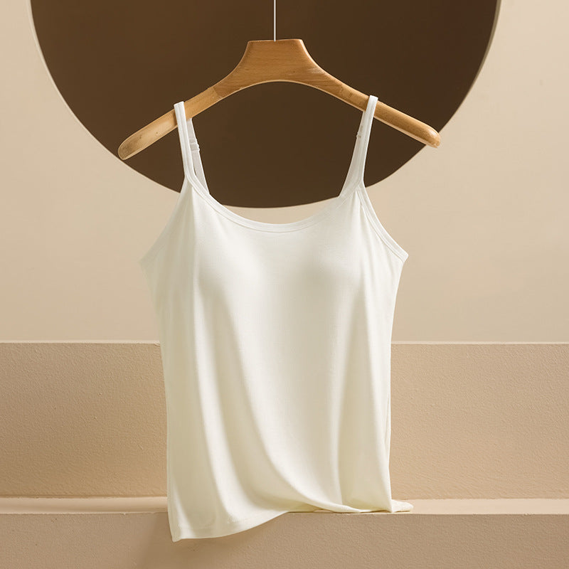 Adjustable Strappy Tank Top Base Layer With Padded Cups