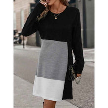European And American-style Patchwork Knit Regular-fit Dress