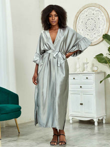 Women's Fashion Plus-Size Satin Long-Sleeve Dress