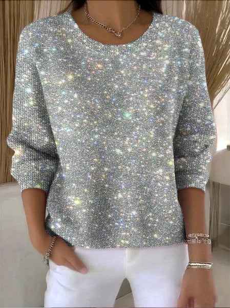 American-style Crewneck Long-sleeve Sweater For Women