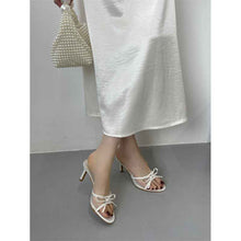 Fashionable Bow-Tie Open-Toe Mesh High-Heel Slide Sandals For Women