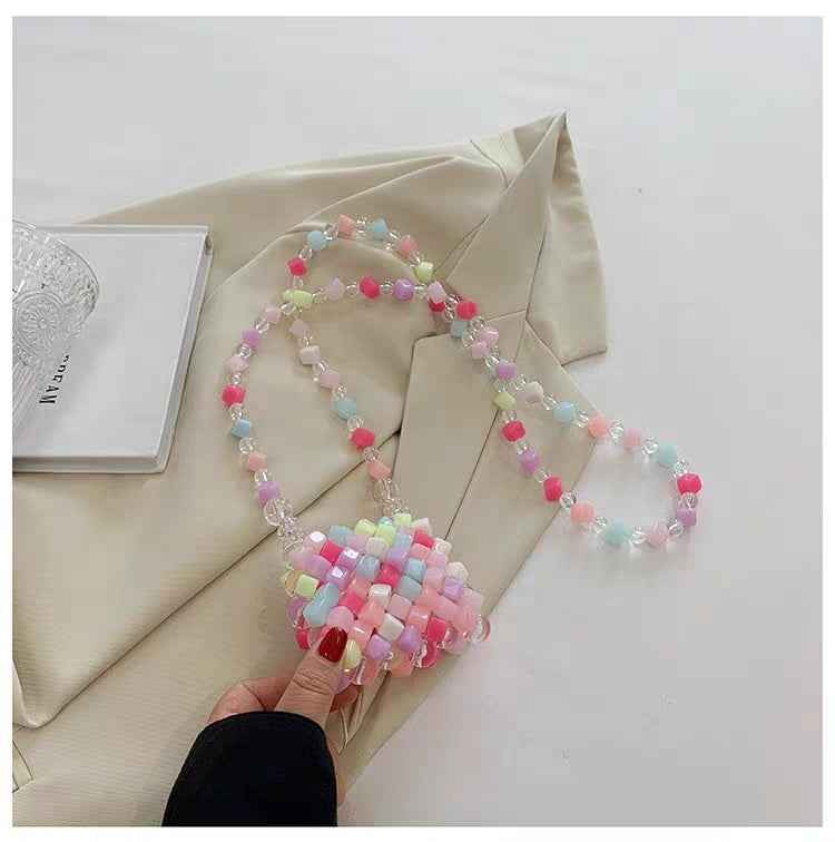Womens Crossbody Beaded Pearl Handmade Bag Pearl Tote