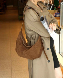 Womens Elegant Matte Leather Crossbody Shoulder Bag