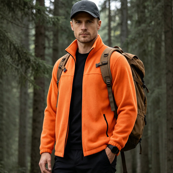 Mens Fleece Zip-up Stand-collar Jacket