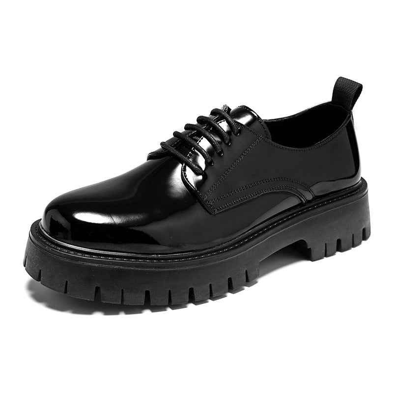 Plus Size Men's Shoes Fashion Shiny Surface Big Head Leather Shoes British Style